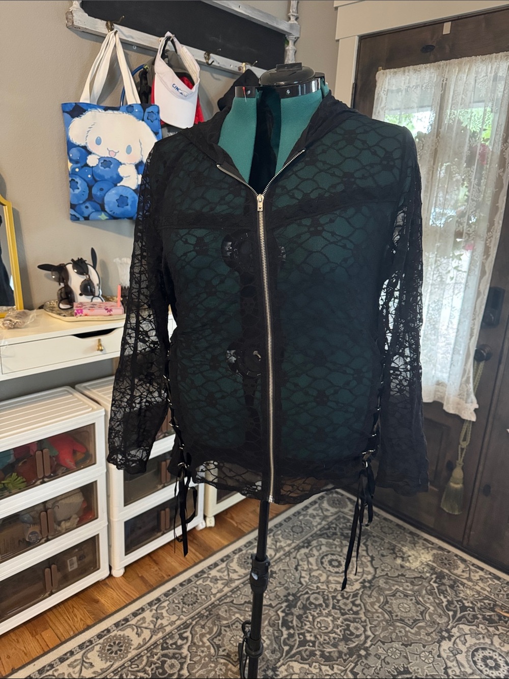 Tripp nyc Gothic Lace Zip-Front Hooded Jacket